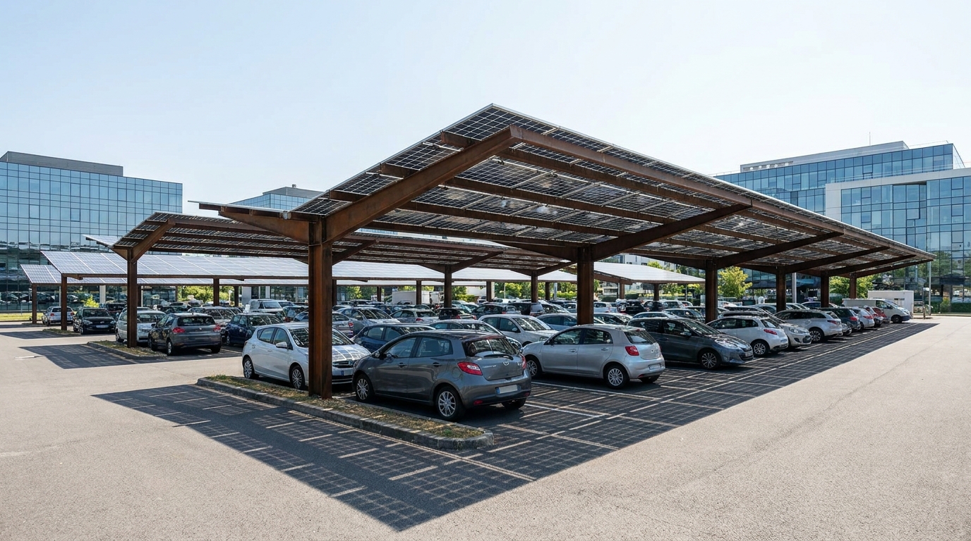 Ombrières solaires sur parking